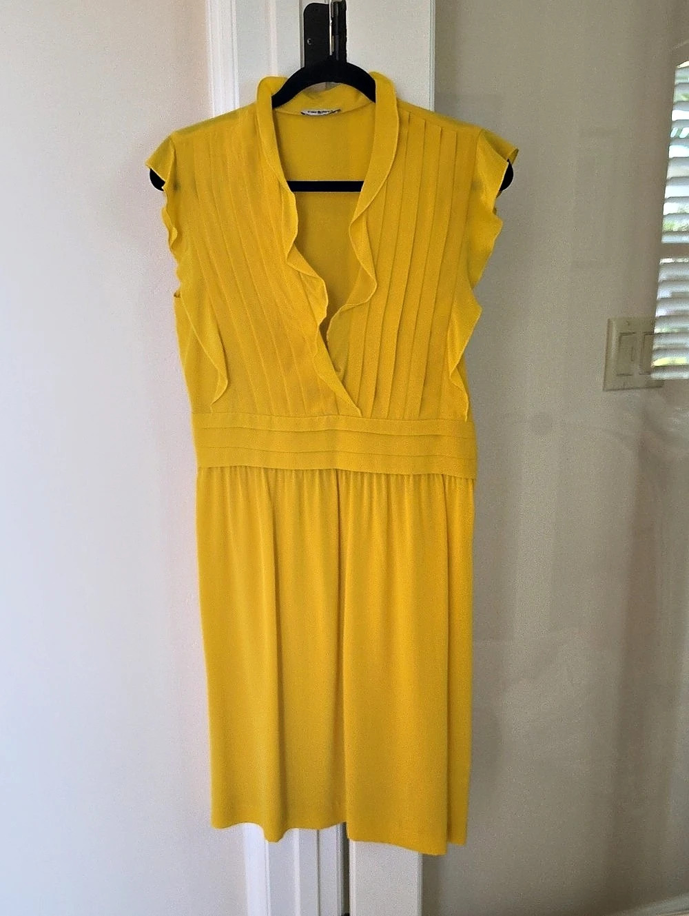 Cacharel Yellow Silk Ruffle Dress Size 38 Like New from Paris